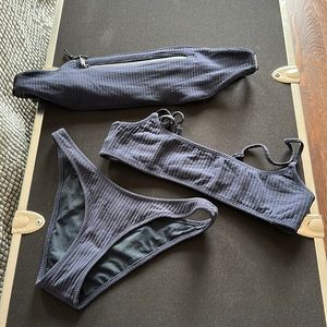 triangl top bottom and bag navy blue